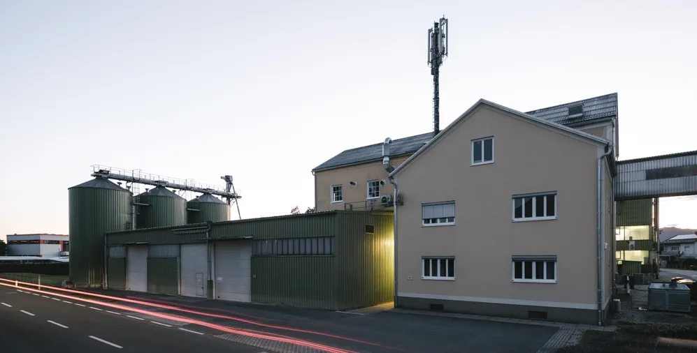 A small manufacturing facility near a roadside