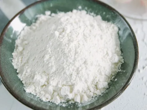 Fine white powder in a ceramic bowl