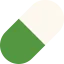 Stylized icon of a capsule