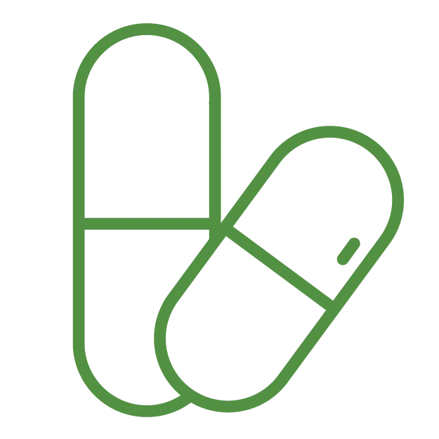Stylized icon of a capsule