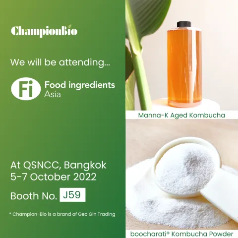 Champion to Showcase Kombucha Ingredients at Vitafoods & Fi Asia 2022