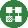 Stylized icon of four connected squares